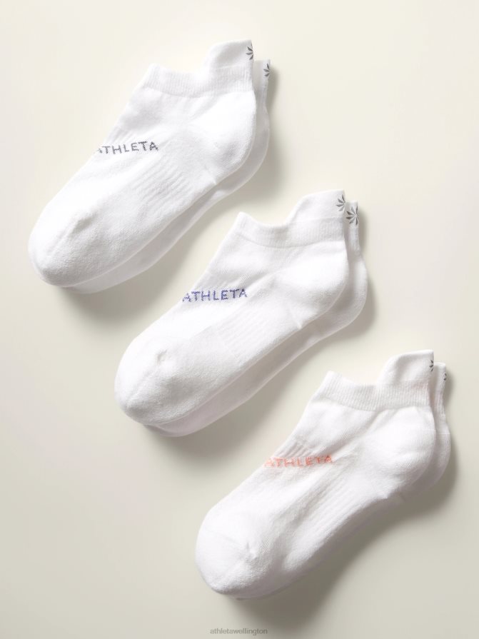 Athleta Women White Everyday Ankle Sock 3-Pack TZB4L0974