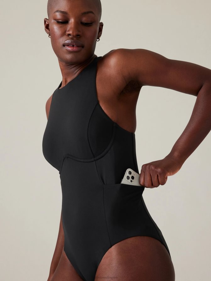 Athleta Women Black Maldives Sport One Piece Swimsuit TZB4L0842