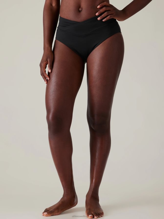 Athleta Women Black High Waist Crossover Bikini Bottom TZB4L0864